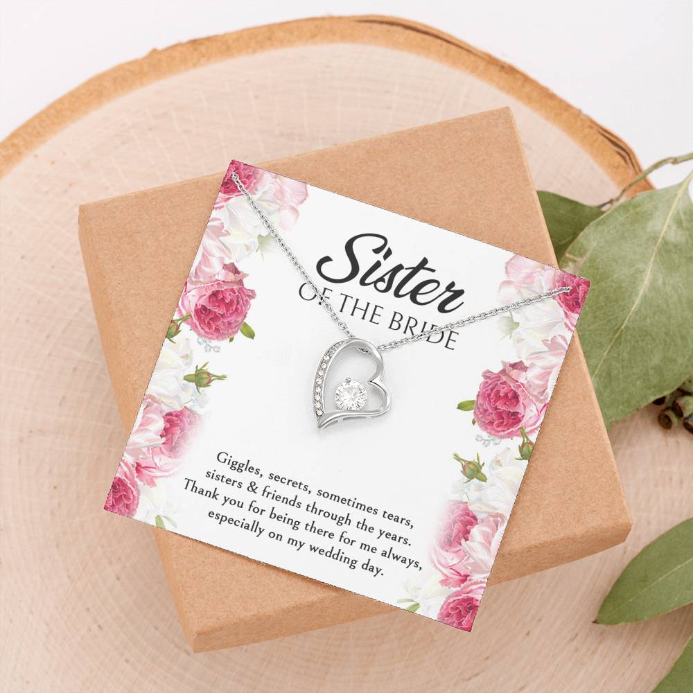 Sister of the Bride Gifts, Thanks For Being There, Forever Love Heart Necklace For Women, Wedding Day Thank You Ideas From Bride