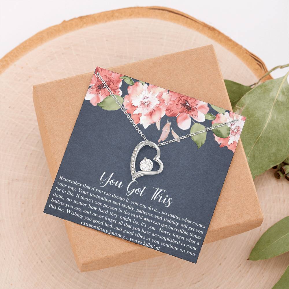 Encouragement Gifts, You Got This, Motivational Forever Love Heart Necklace For Women, Sympathy Inspiration Friendship Present