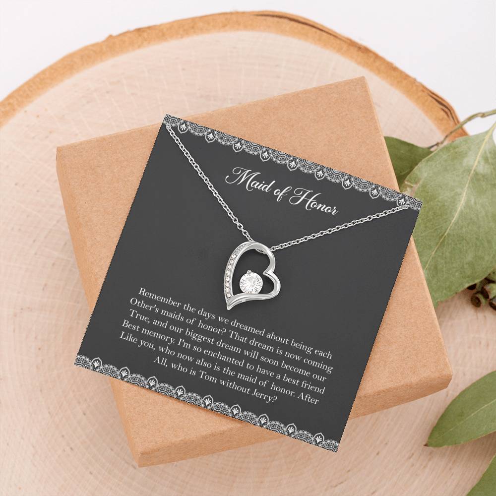 To My Maid Of Honor Gifts, Best Memory, Forever Love Heart Necklace For Women, Wedding Day Thank You Ideas From Bride