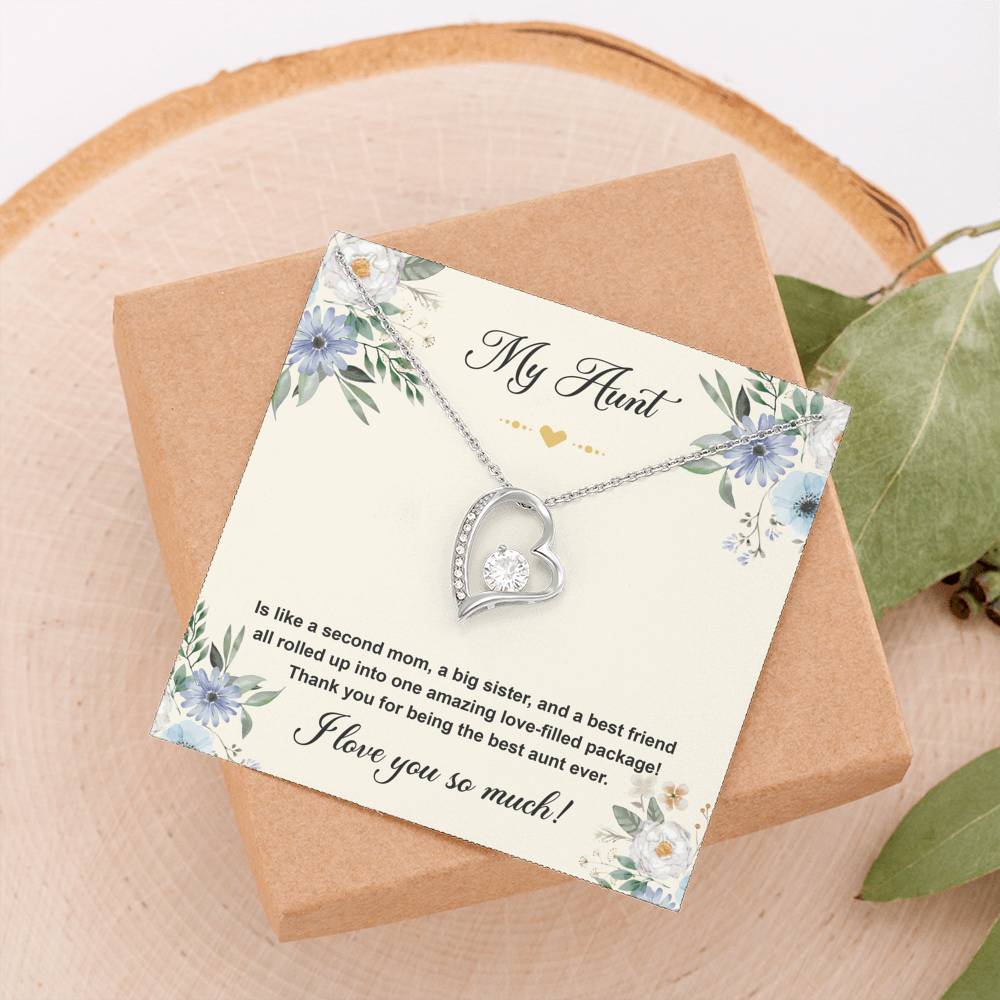 To My Aunt Gifts, Second Mom, Forever Love Heart Necklace For Women, Aunt Birthday Present From Niece Nephew