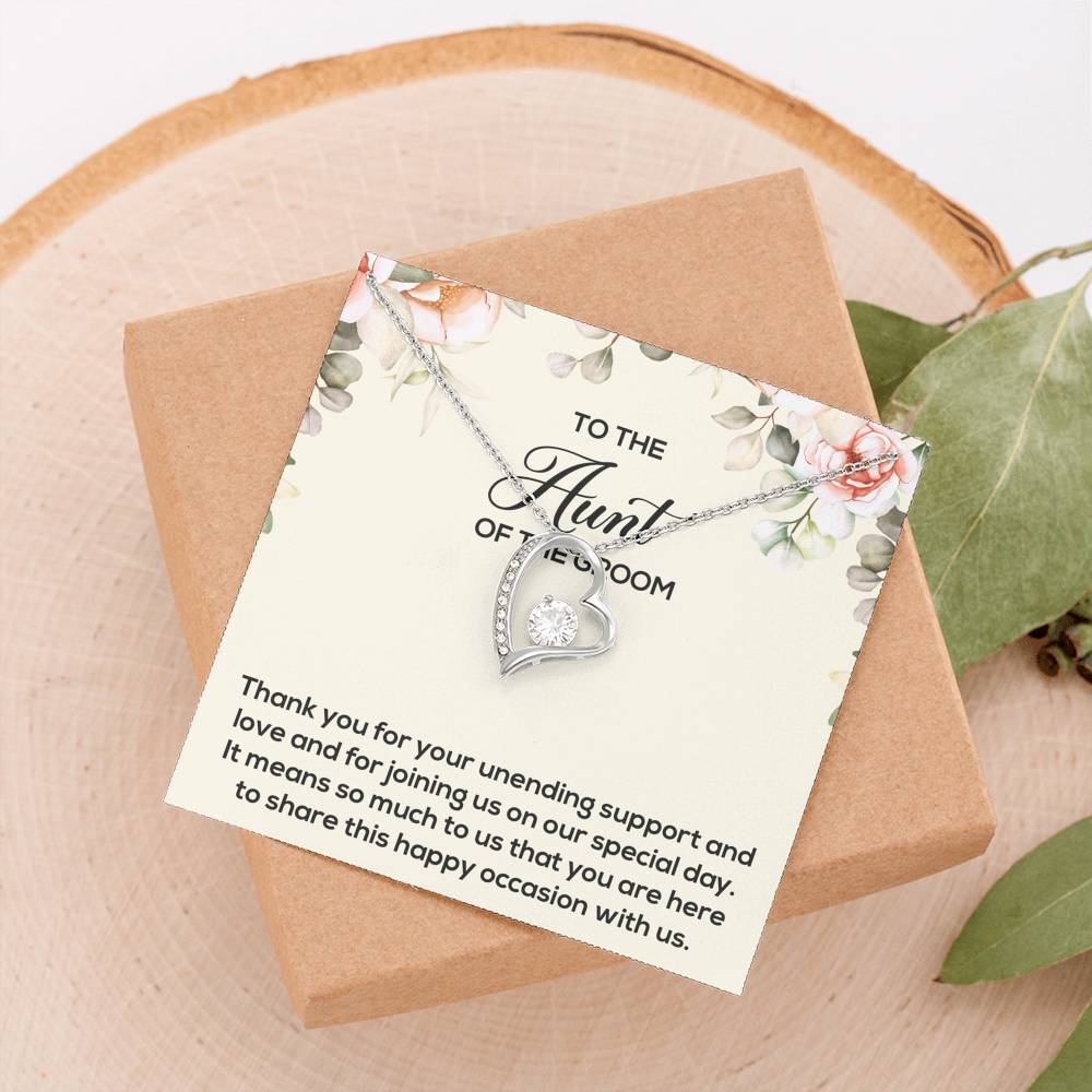 Aunt of the Groom Gifts, Thank You for Your Support, Forever Love Heart Necklace For Women, Wedding Day Thank You Ideas From Groom
