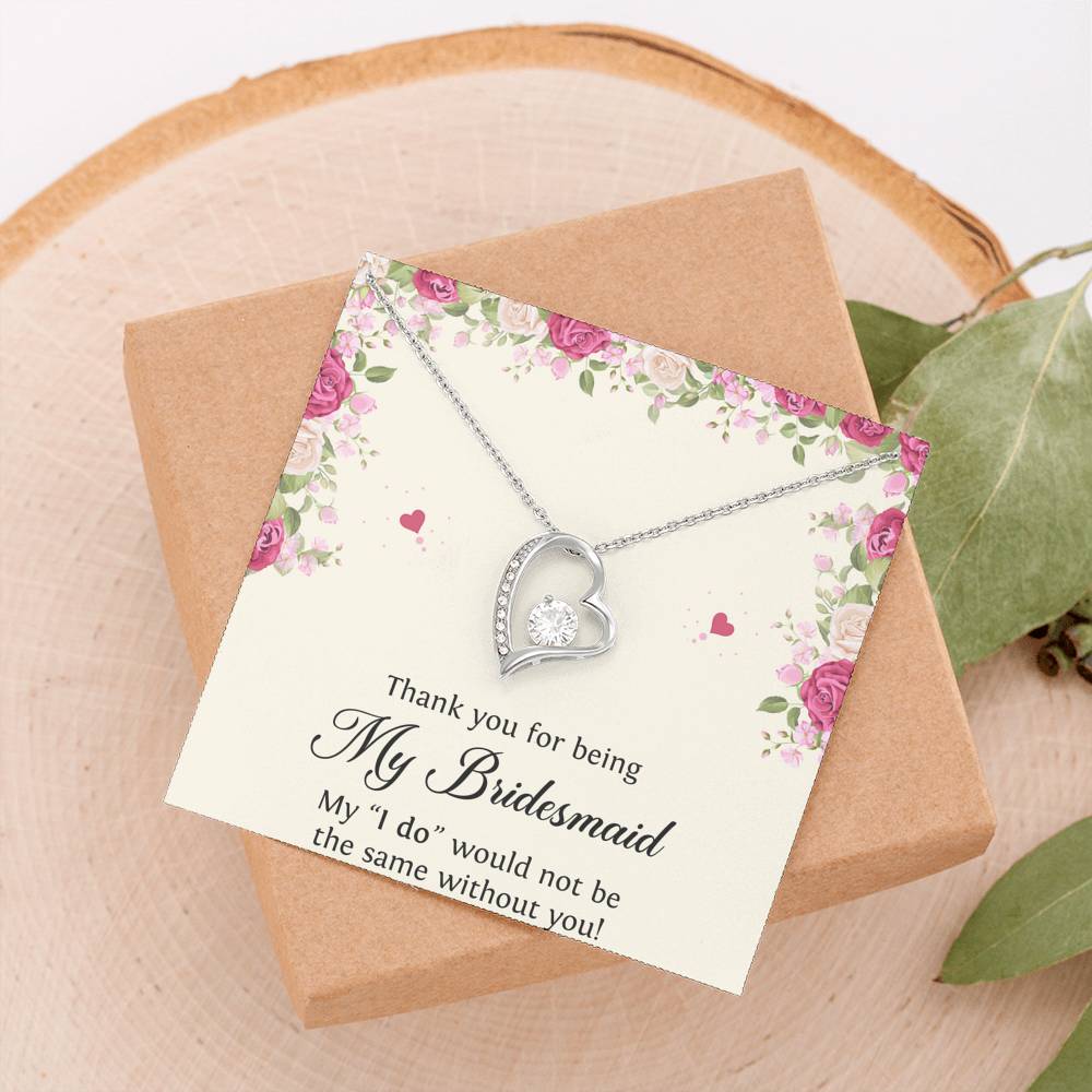 To My Bridesmaid Gifts, Thank You , Forever Love Heart Necklace For Women, Wedding Day Thank You Ideas From Bride