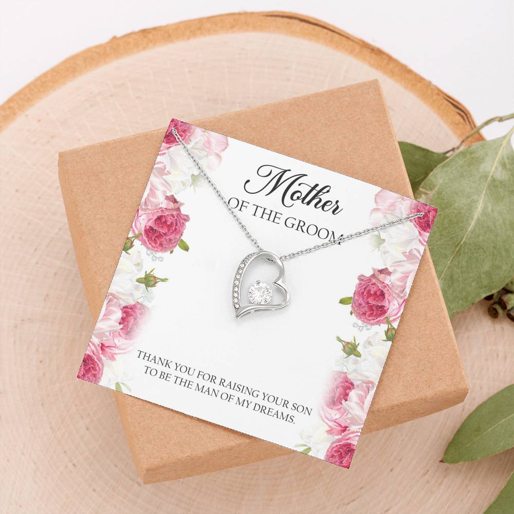 Mom of the Groom Gifts, Thank You For Raising Your Son, Forever Love Heart Necklace For Women, Wedding Day Thank You Ideas From Bride