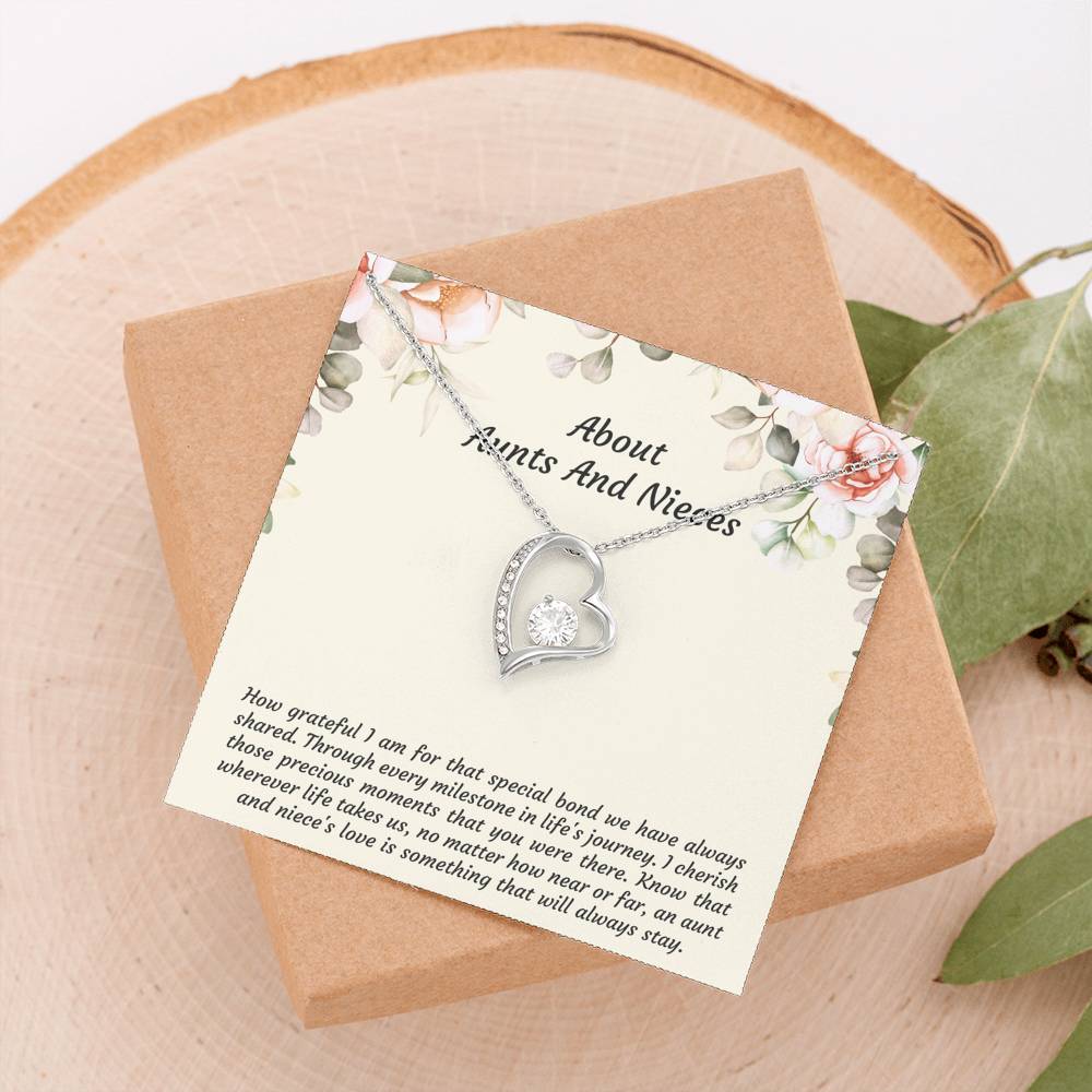 To My Niece Gifts, How Grateful I Am For That Special Bond, Forever Love Heart Necklace For Women, Niece Birthday Present From Aunt