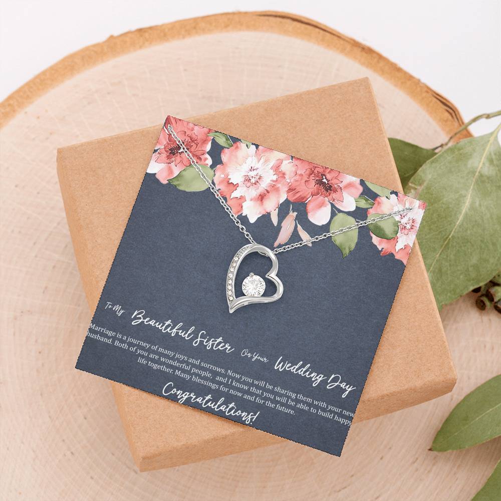 Bride Gifts, Marriage Is A Journey, Forever Love Heart Necklace For Women, Wedding Day Thank You Ideas From Sister