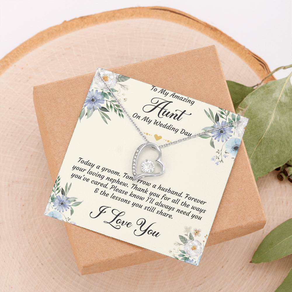 Aunt of the Groom Gifts, Forever Your Nephew, Forever Love Heart Necklace For Women, Wedding Day Thank You Ideas From Groom