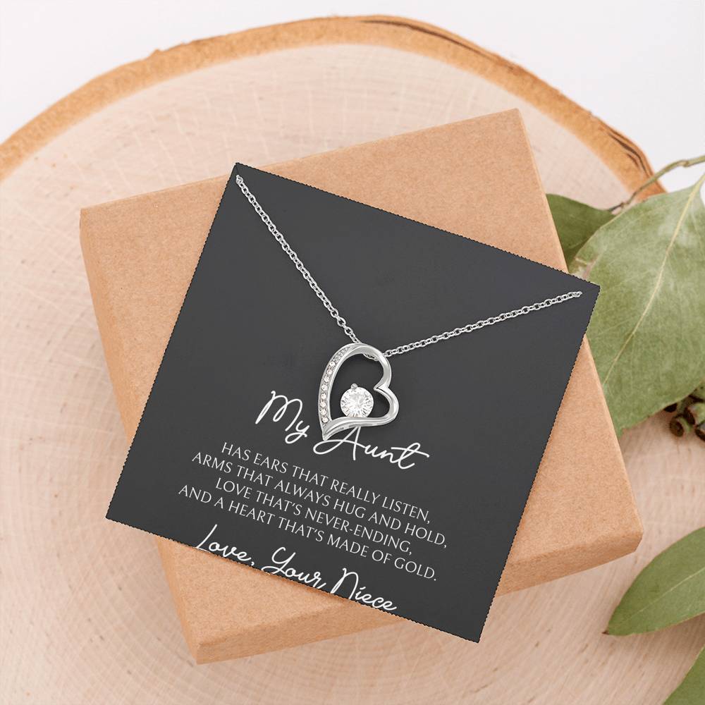 To My Aunt Gifts, Love That's Never Ending, Forever Love Heart Necklace For Women, Birthday Present Idea From Niece
