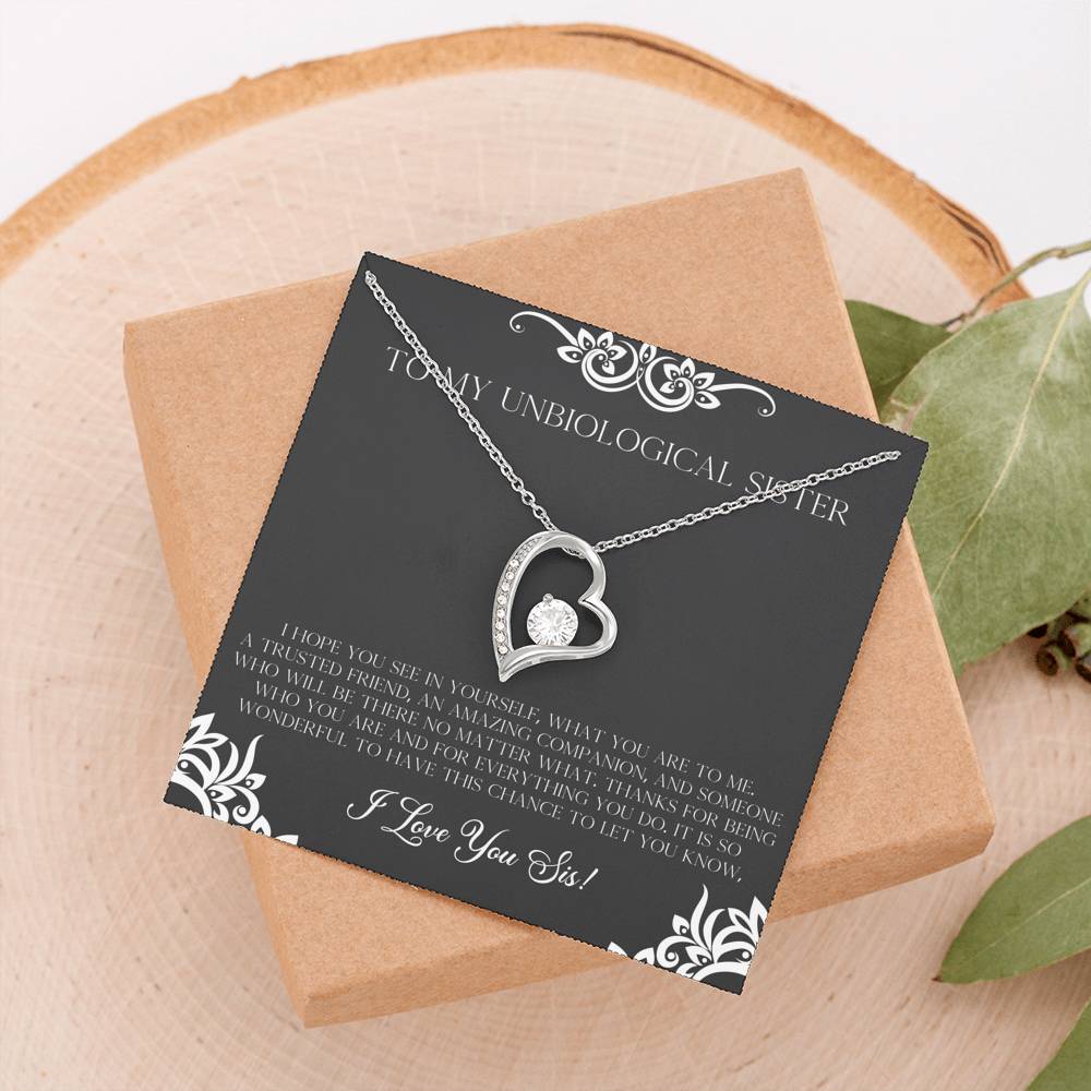 To My Unbiological Sister Gifts, I Hope You See in Yourself, Forever Love Heart Necklace For Women, Birthday Present Idea From Sister-in-law