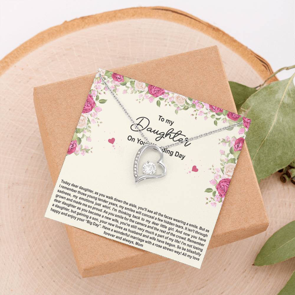 To My Bride Gifts, Enjoy Your Big Day, Forever Love Heart Necklace For Women, Wedding Day Thank You Ideas From Mom