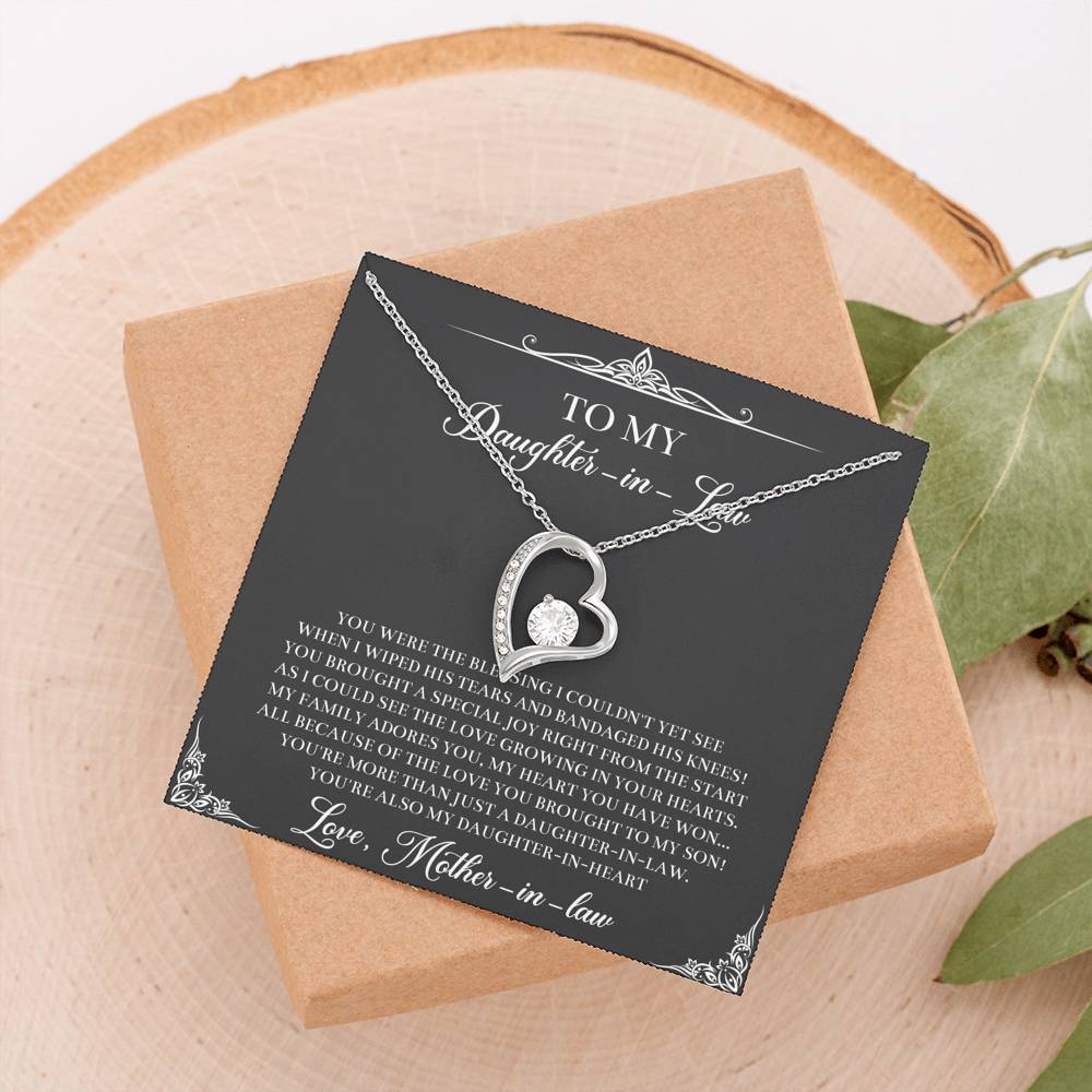 To My Daughter-in-law Gifts, Circle of Strength and Love, Forever Love Heart Necklace For Women, Birthday Present Idea From Mother-in-law
