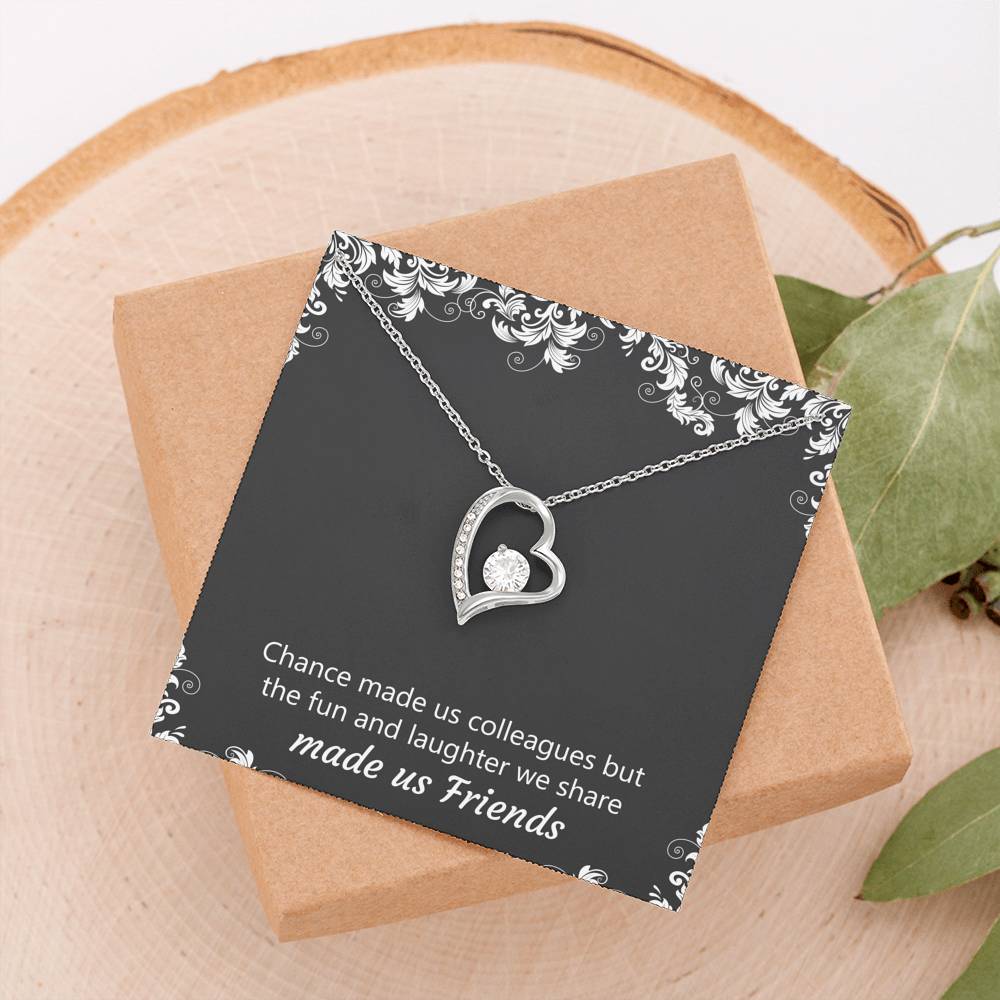 Retirement Gifts, Chance Made Us Colleagues, Happy Retirement Forever Love Heart Necklace For Women, Retirement Party Favor From Coworkers