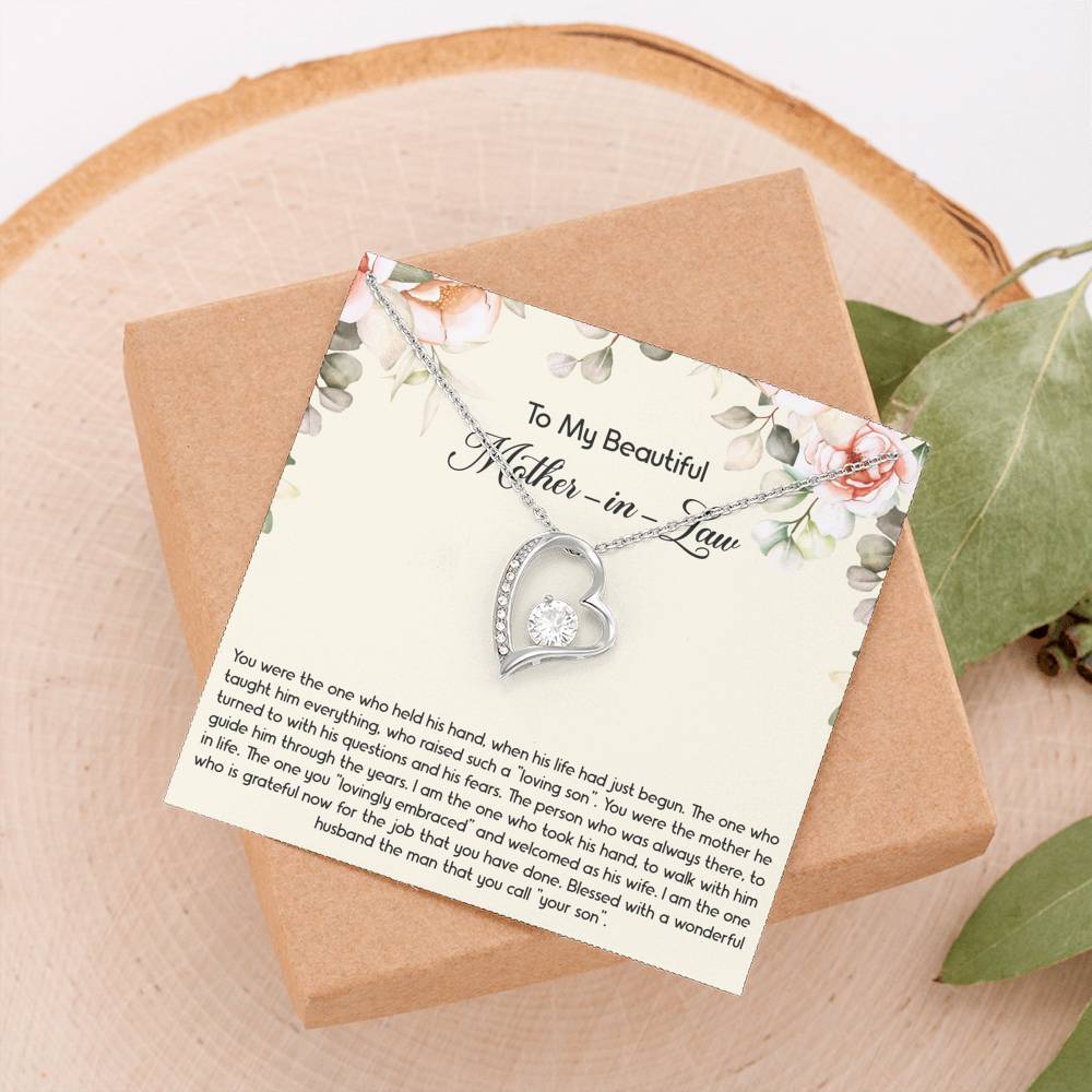 To My Mother-in-Law Gifts, The One Who Held His Hand, Forever Love Heart Necklace For Women, Birthday Mothers Day Present From Daughter-in-law