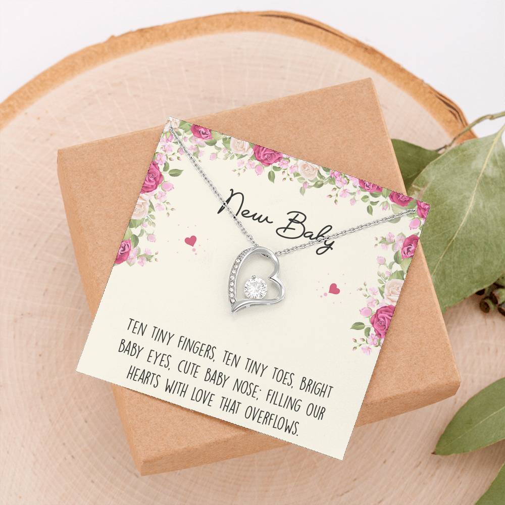 Gift for Expecting Mom, Ten Tiny Fingers, Mom to Be Forever Love Heart Necklace For Women, Pregnancy Gift For New Mother