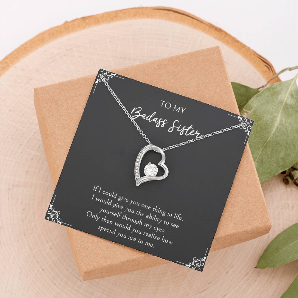 To My Badass Sister Gifts, You Are Special To Me, Forever Love Heart Necklace For Women, Birthday Present Ideas From Sister Brother