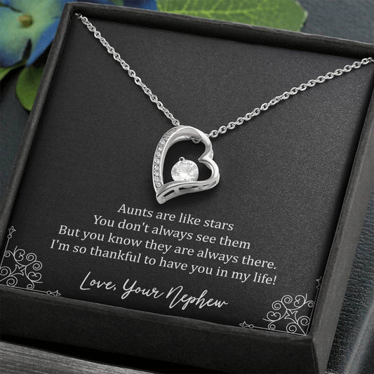 To My Aunt Gifts, Aunts Are Like Stars, Forever Love Heart Necklace For Women, Birthday Present Idea From Nephew
