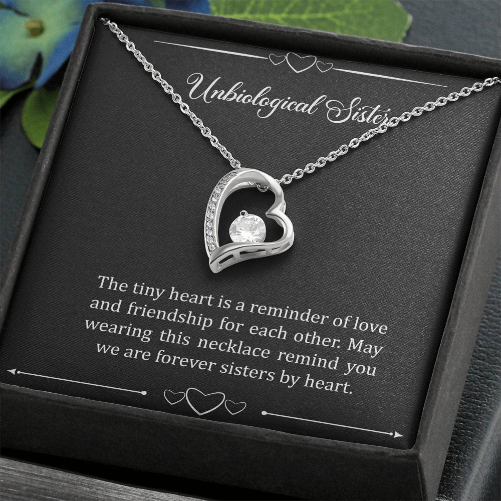 To My Unbiological Sister Gifts, Reminder of Love, Forever Love Heart Necklace For Women, Birthday Present Idea From Sister-in-law