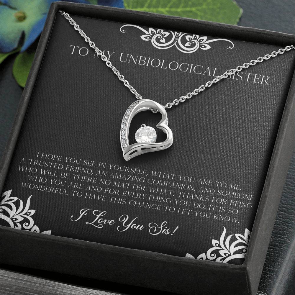 To My Unbiological Sister Gifts, I Hope You See in Yourself, Forever Love Heart Necklace For Women, Birthday Present Idea From Sister-in-law