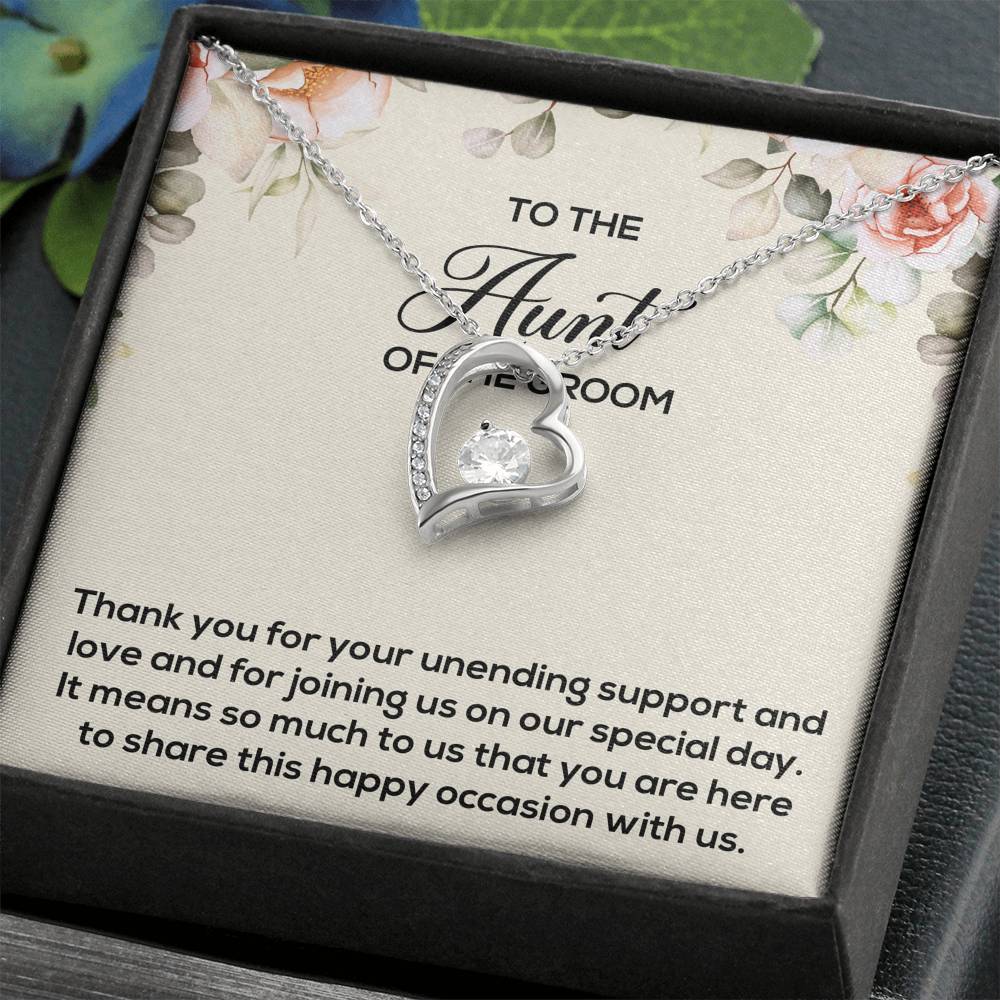Aunt of the Groom Gifts, Thank You for Your Support, Forever Love Heart Necklace For Women, Wedding Day Thank You Ideas From Groom