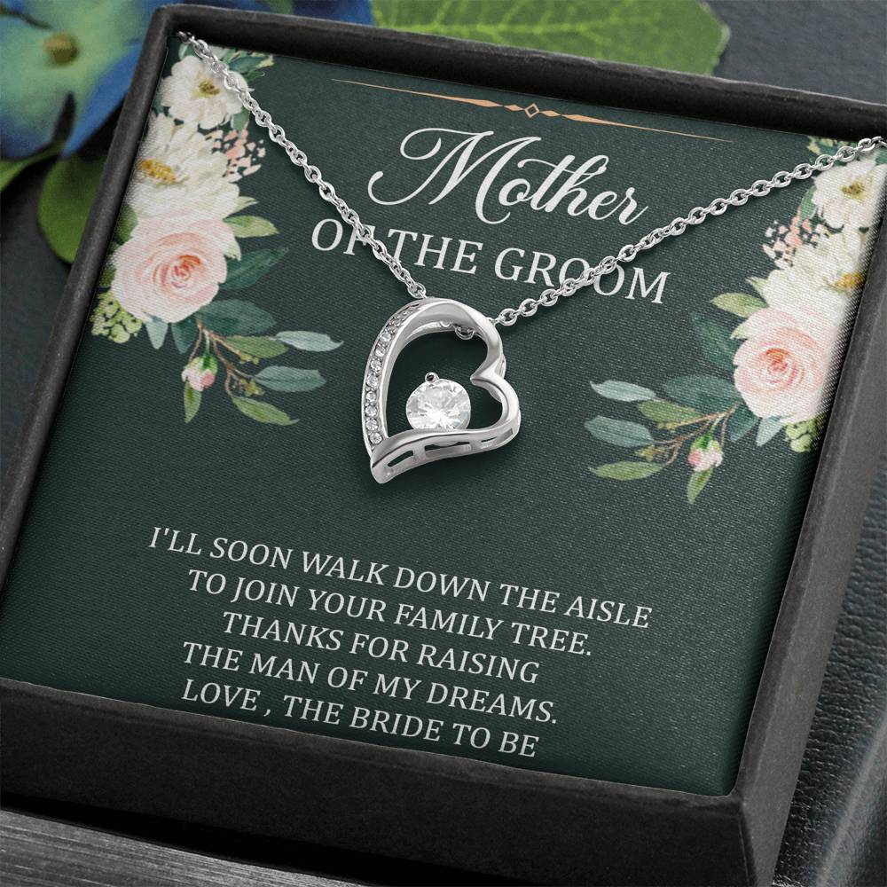 To My Mom of the Bride Gifts, I'll Soon Walk Down The Aisle, Forever Love Heart Necklace For Women, Wedding Day Thank You Ideas From Groom
