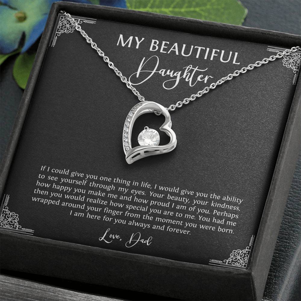 To My Daughter  Gifts, I Am Here For You, Forever Love Heart Necklace For Women, Birthday Present Idea From Dad