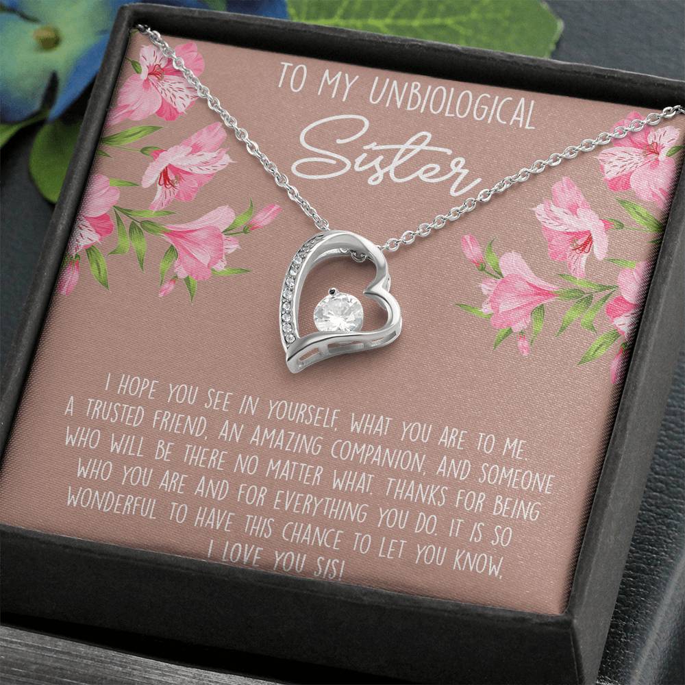 To My Best Friend Gifts, To My Unbiological Sister, Forever Love Heart Necklace For Women, Birthday Present Idea From Bestie