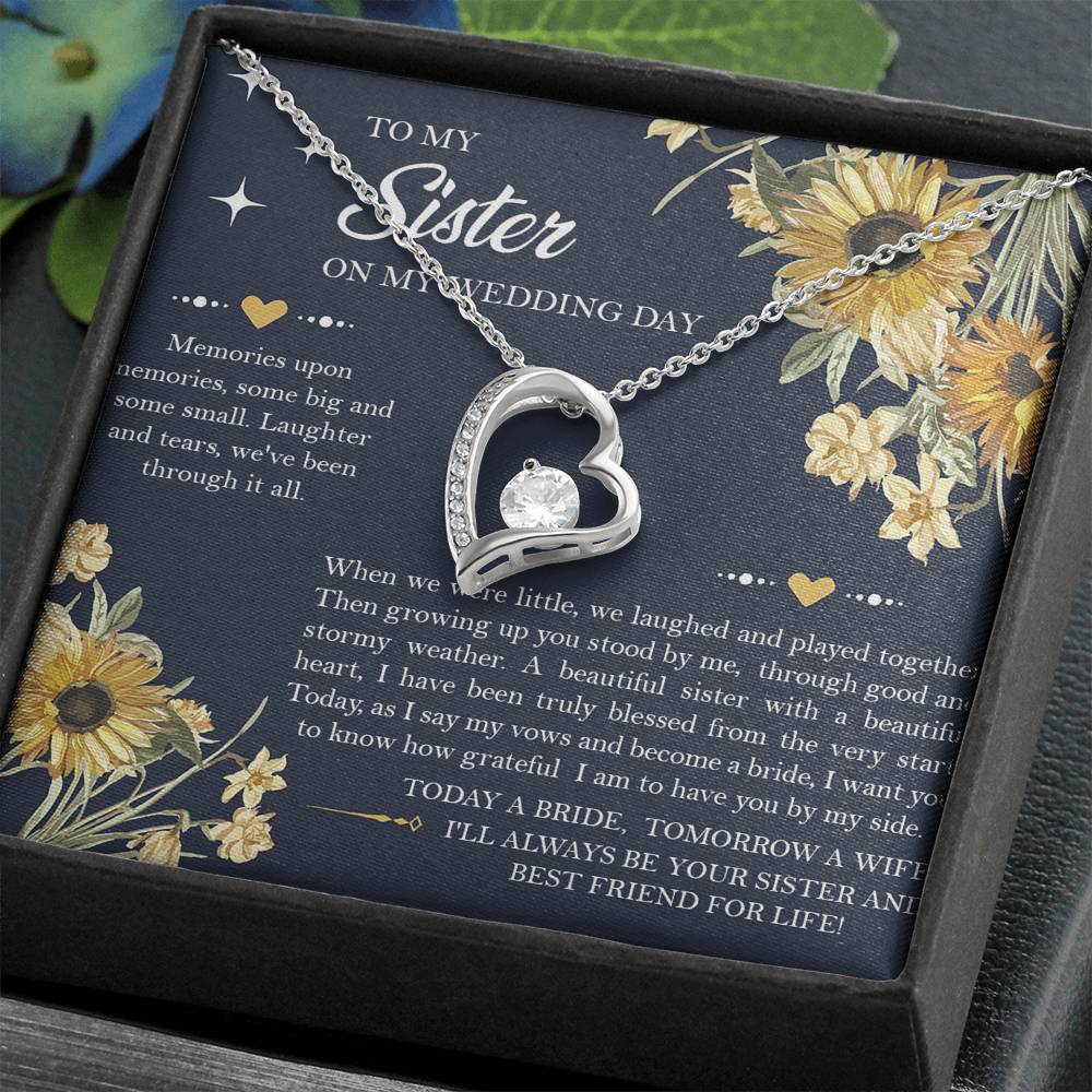Sister of the Bride Gifts, I'll Always Be Your Sister, Forever Love Heart Necklace For Women, Wedding Day Thank You Ideas From Bride