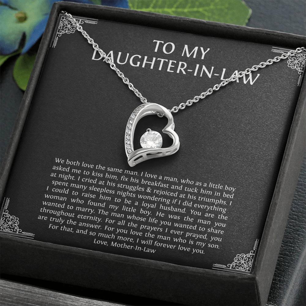 To My Daughter in Law Gifts, I Will Forever Love You, Forever Love Heart Necklace For Women, Birthday Present Idea From Mother-in-law