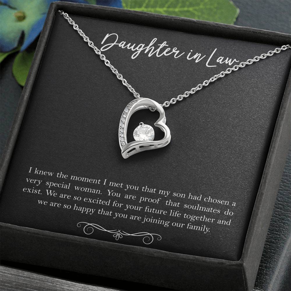 To My Daughter-in-law Gifts, I Knew The Moment I Met You, Forever Love Heart Necklace For Women, Birthday Present Idea From Mother-in-law