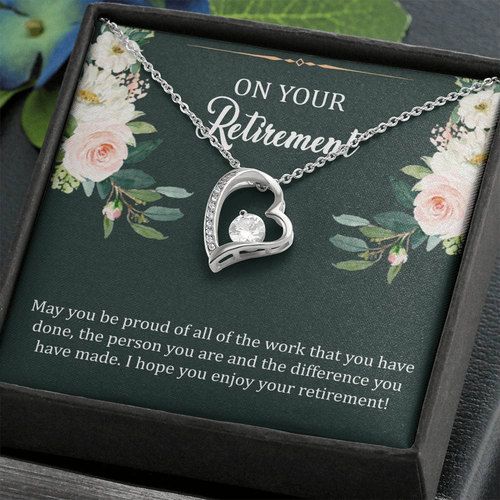 Retirement Gifts, Be Proud, Happy Retirement Forever Love Heart Necklace For Women, Retirement Party Favor From Friends Coworkers