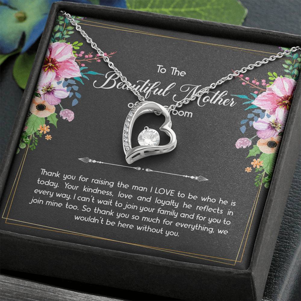 Mom Of The Groom Gifts, Thank You For Raising The Man I Love, Forever Love Heart Necklace For Women, Wedding Day Thank You Ideas From Bride