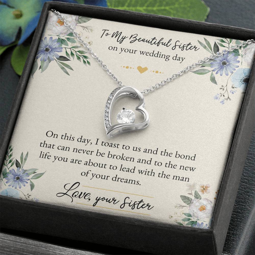 Bride Gifts, On This Day, Forever Love Heart Necklace For Women, Wedding Day Thank You Ideas From Sister