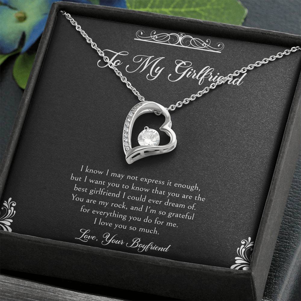 To My Girlfriend, You Are My Rock, Forever Love Heart Necklace For Women, Anniversary Birthday Valentines Day Gifts From Boyfriend