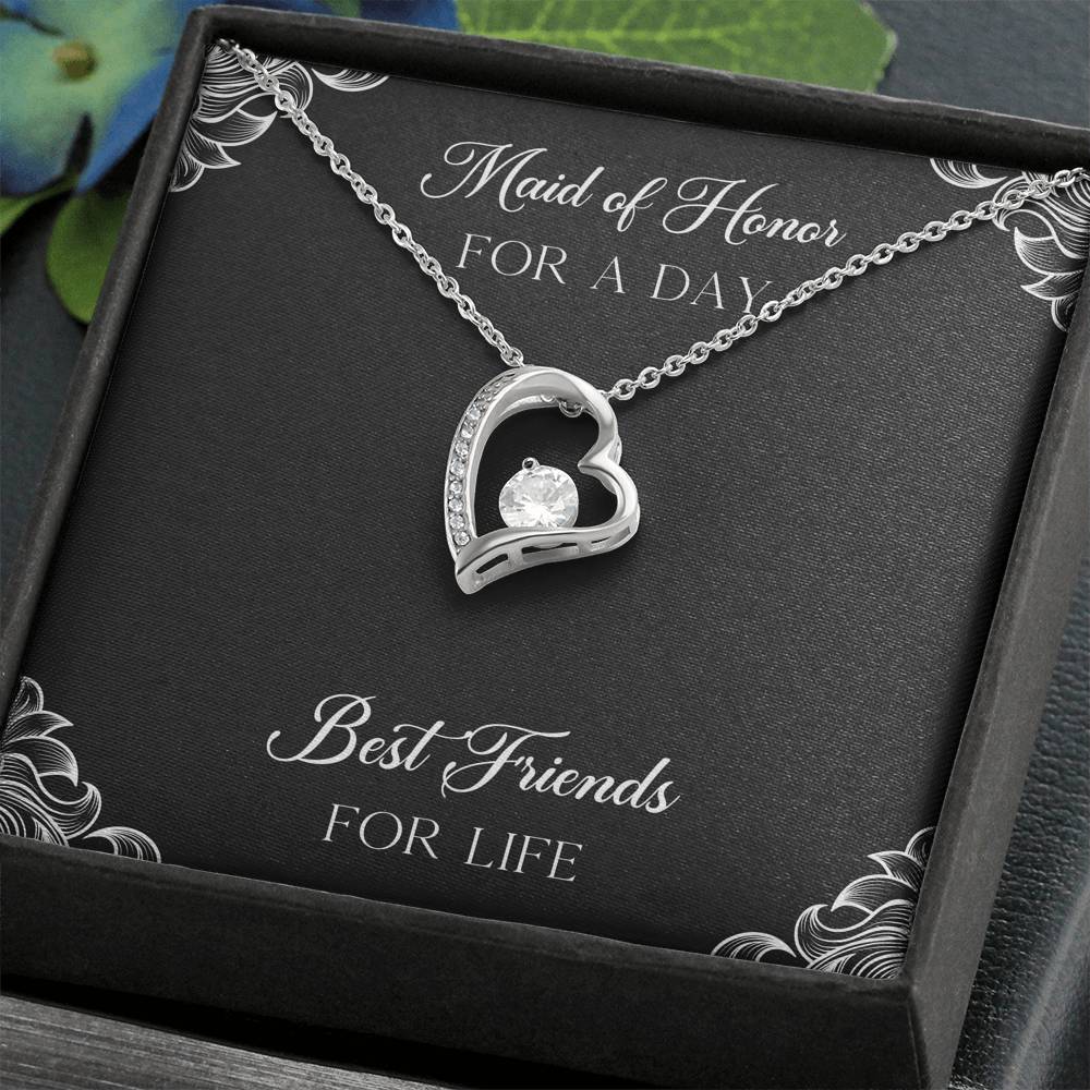To My Maid of Honor Gifts, Best Friends for Life, Forever Love Heart Necklace For Women, Wedding Day Thank You Ideas From Bride