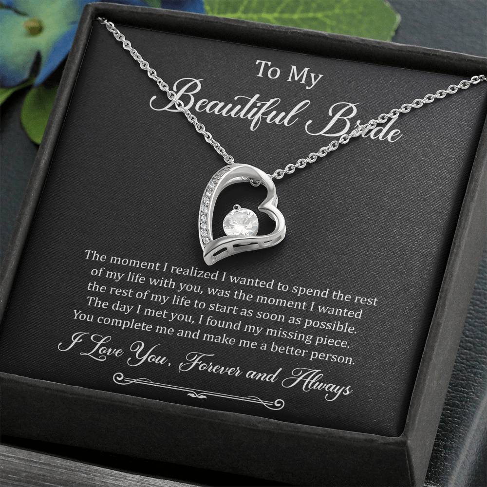 To My Bride Gifts, You Make Me A Better Person, Forever Love Heart Necklace For Women, Wedding Day Thank You Ideas From Groom