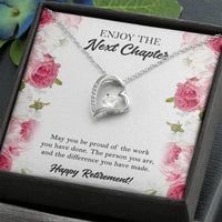 Load image into Gallery viewer, Retirement Gifts, Next Chapter, Happy Retirement Forever Love Heart Necklace For Women, Retirement Party Favor From Friends Coworkers
