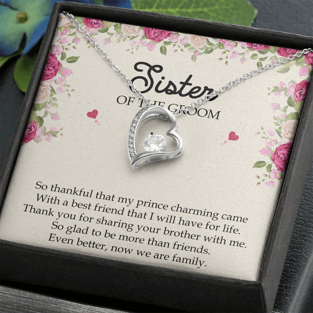 Sister Of The Groom Gifts, So Glad To Be More Than Friends, Forever Love Heart Necklace For Women, Wedding Day Thank You Ideas From Bride