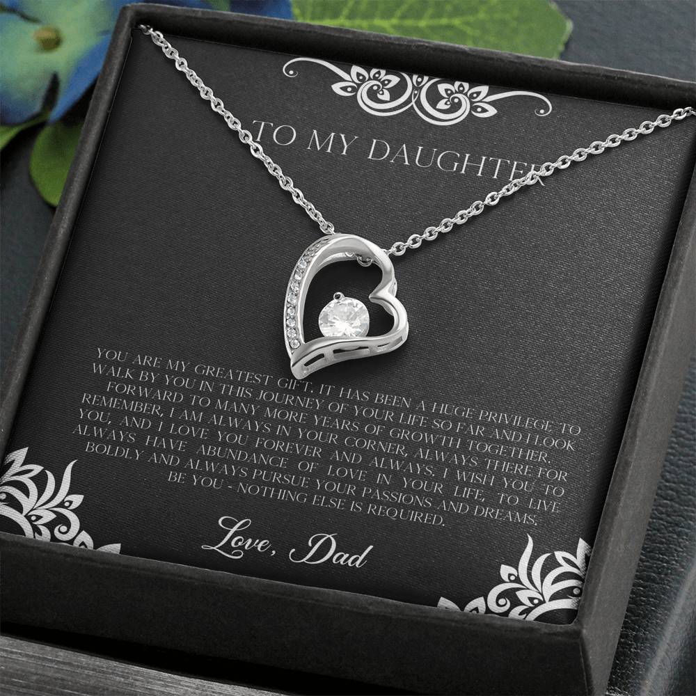To My Daughter  Gifts, You Are My Greatest Gift, Forever Love Heart Necklace For Women, Birthday Present Idea From Dad