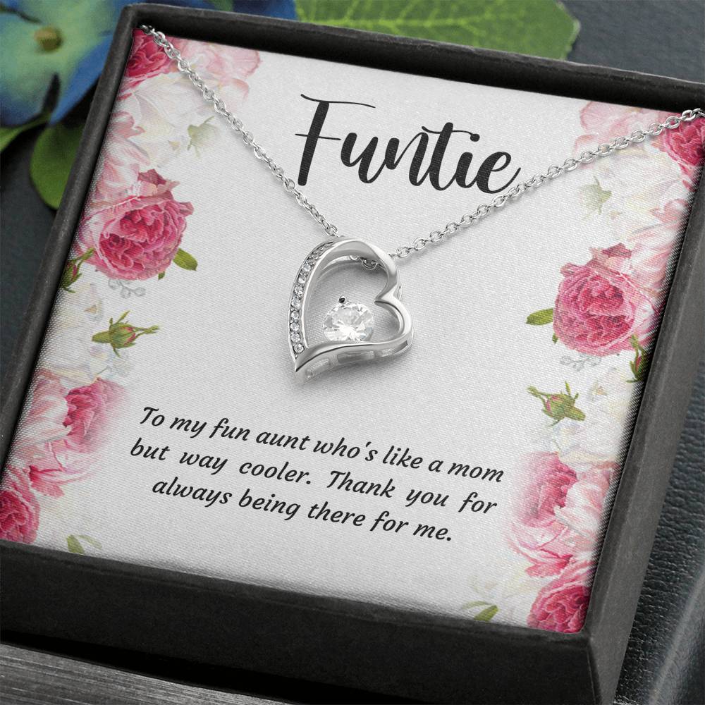 To My Aunt Gifts, Funtie, Forever Love Heart Necklace For Women, Aunt Birthday Present From Niece Nephew