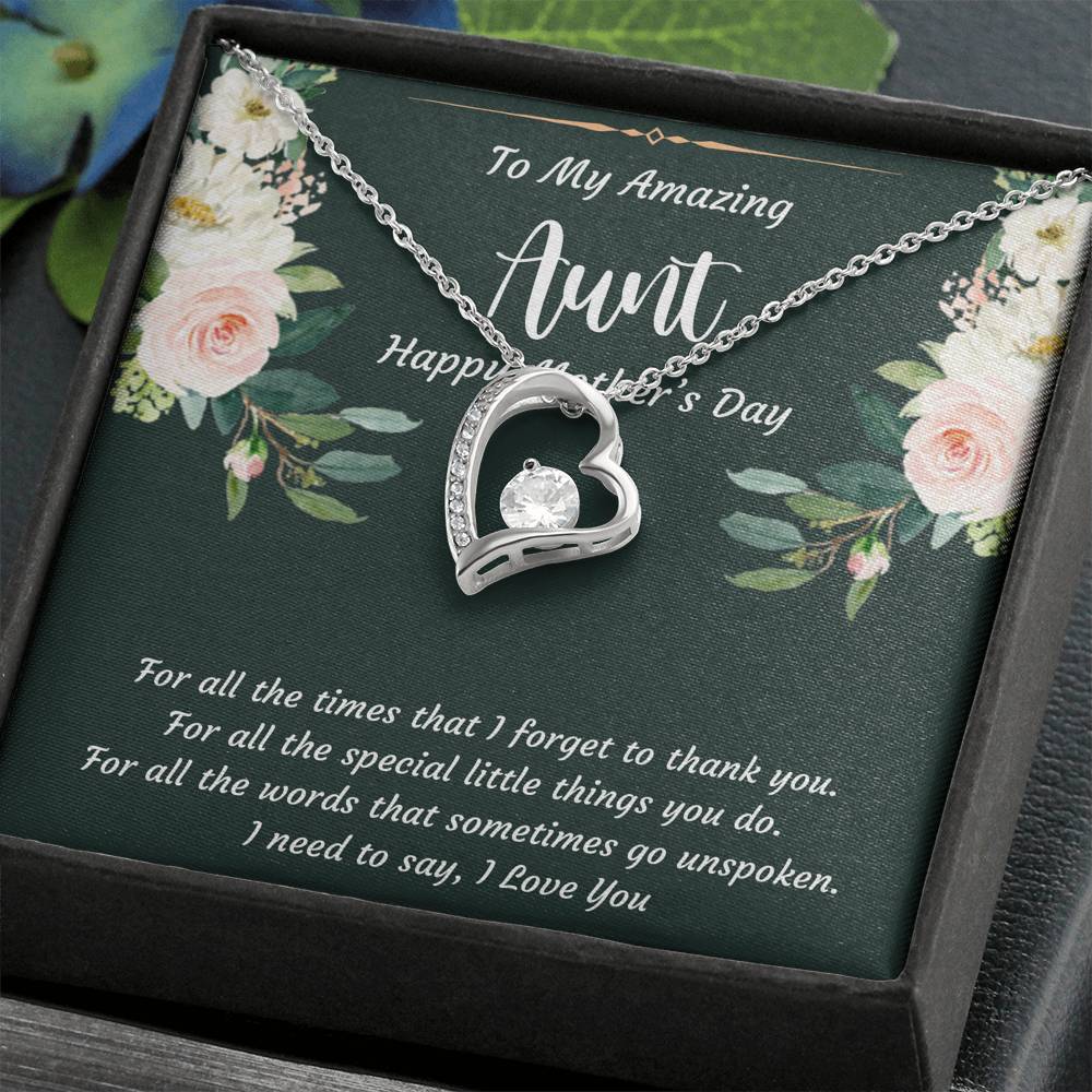 To My Aunt Gifts, I Love You, Forever Love Heart Necklace For Women, Aunt Mother's Day Present From Niece Nephew