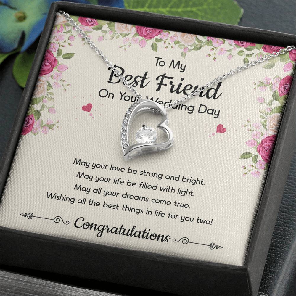 Bride Gifts, May Your Love Be Strong And Bright, Forever Love Heart Necklace For Women, Wedding Day Thank You Ideas From Best Friend
