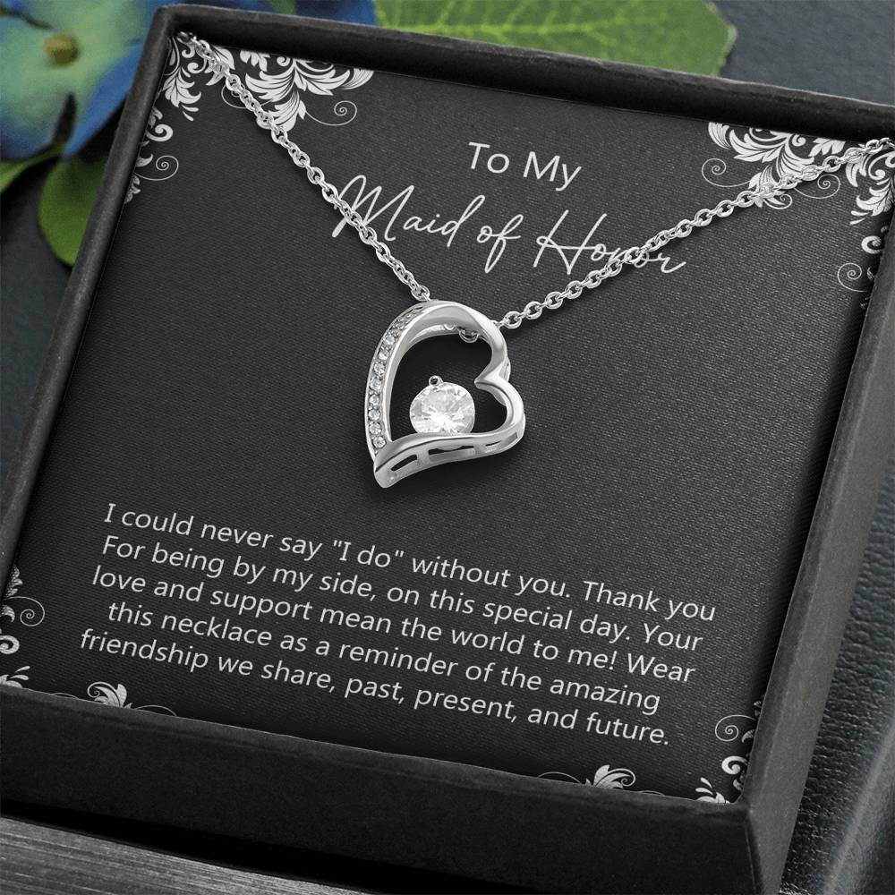 To My Maid Of Honor Gifts, Love And Support, Forever Love Heart Necklace For Women, Wedding Day Thank You Ideas From Bride