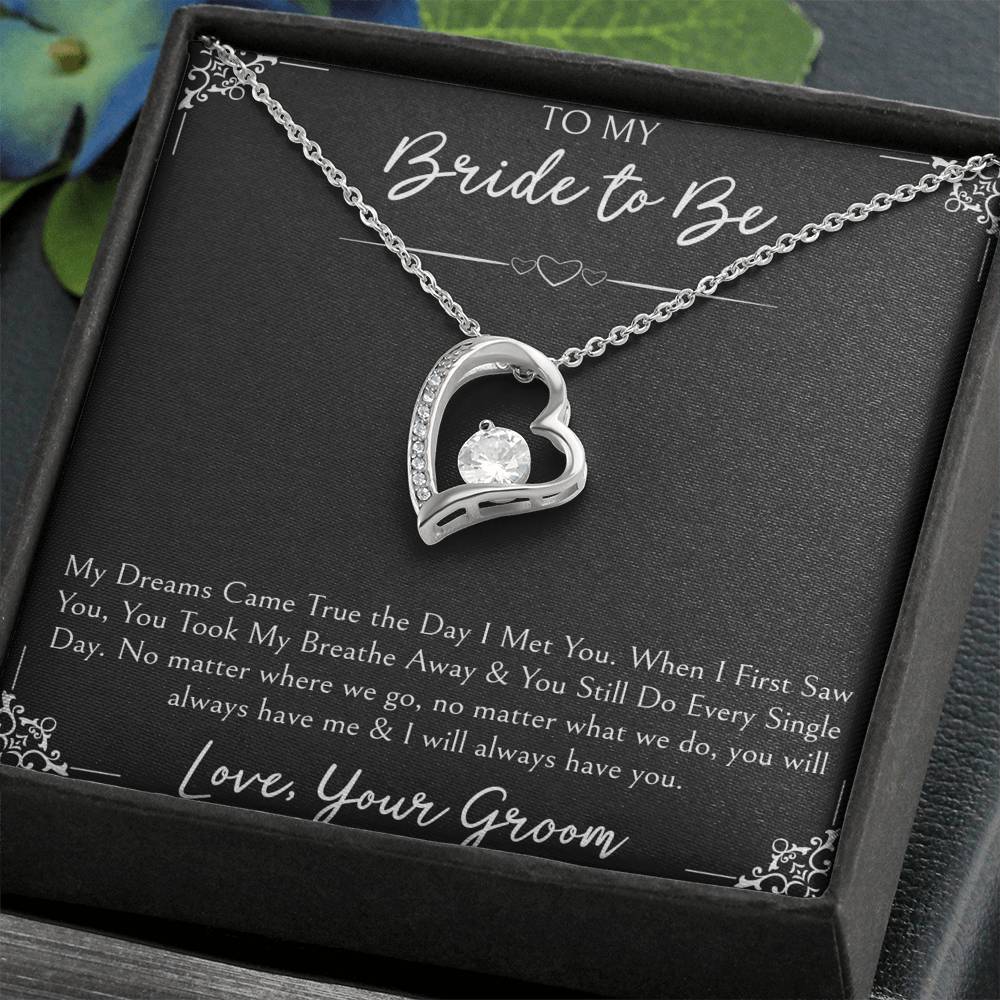 To My Bride  Gifts, My Dreams Came True, Forever Love Heart Necklace For Women, Wedding Day Thank You Ideas From Groom