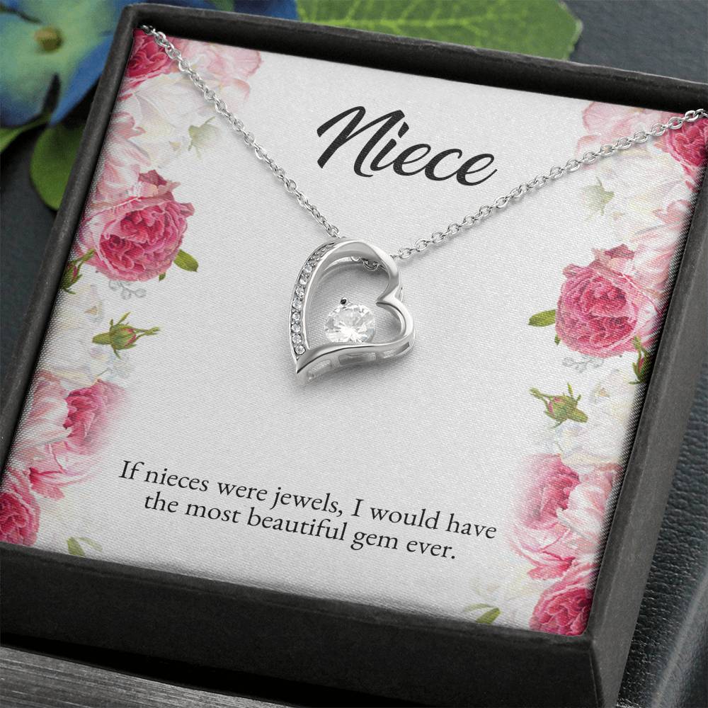 To My Niece Gifts, If Nieces Were Jewels, Forever Love Heart Necklace For Women, Niece Birthday Present From Aunt Uncle