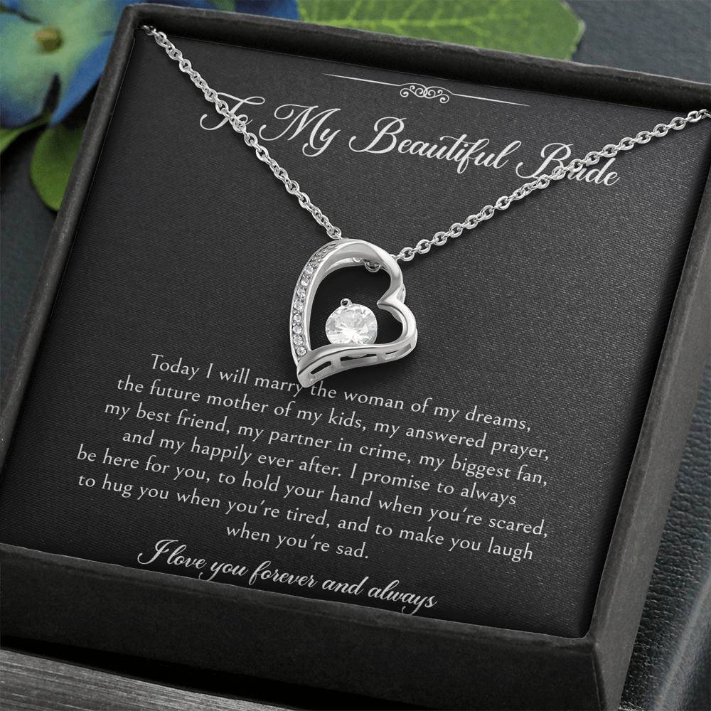 To My Bride Gifts, I Love You Forever And Always, Forever Love Heart Necklace For Women, Wedding Day Thank You Ideas From Groom