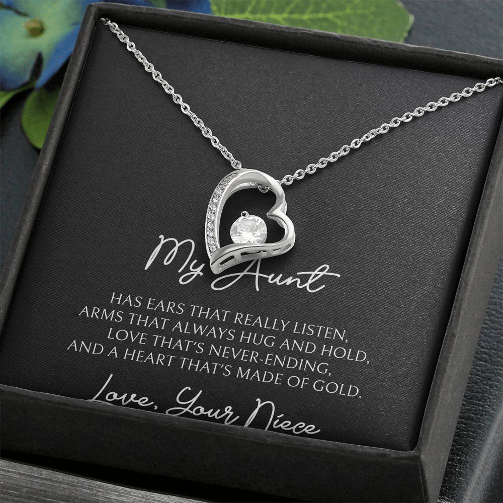 To My Aunt Gifts, Love That's Never Ending, Forever Love Heart Necklace For Women, Birthday Present Idea From Niece