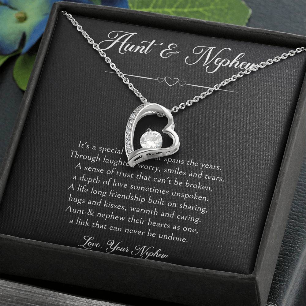 To My Aunt Gifts, Special Bond, Forever Love Heart Necklace For Women, Birthday Present Idea From Nephew