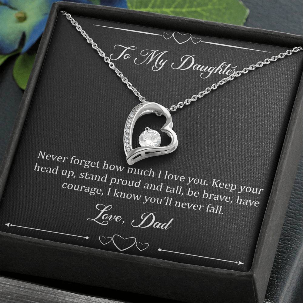 To My Daughter  Gifts, I Love You, Forever Love Heart Necklace For Women, Birthday Present Idea From Dad