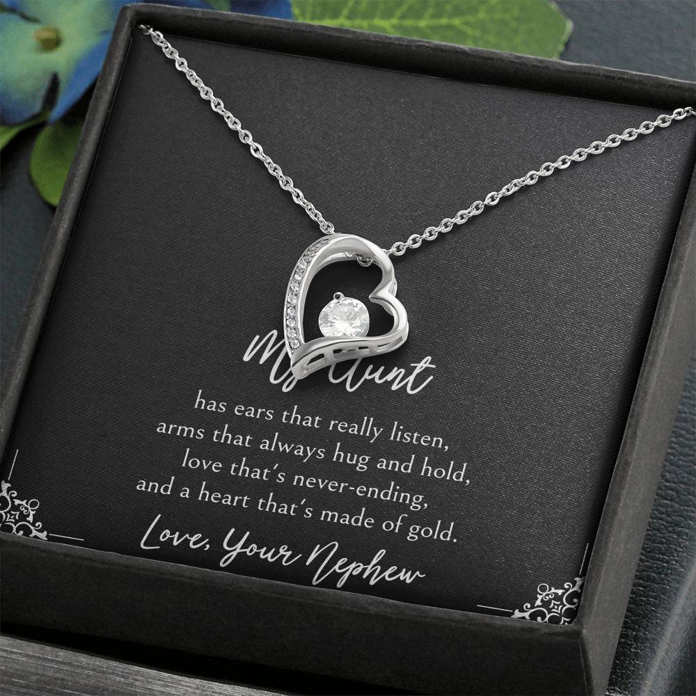 To My Aunt Gifts, Love That's Never Ending, Forever Love Heart Necklace For Women, Birthday Present Idea From Nephew