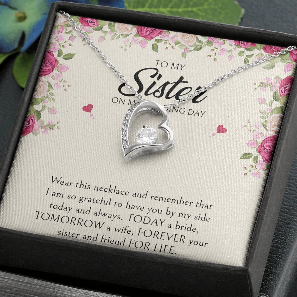 Sister of the Bride Gifts, I Am So Grateful To Have You, Forever Love Heart Necklace For Women, Wedding Day Thank You Ideas From Bride