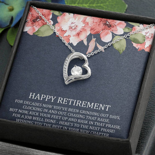 Retirement Gifts, Job Well Done, Happy Retirement Forever Love Heart Necklace For Women, Retirement Party Favor From Friends Coworkers